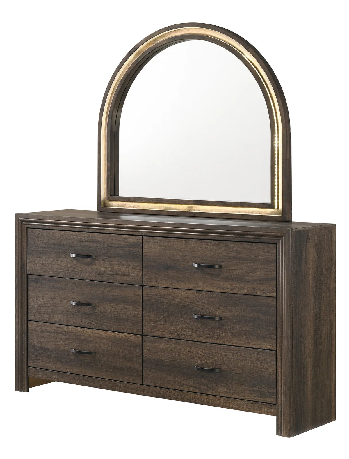 Noreen 6-Drawer Dresser in Rich Walnut Finish