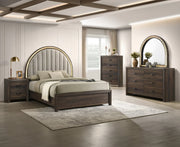 Noreen Arched Upholstered Bedroom Set with Gold-Tone Accents