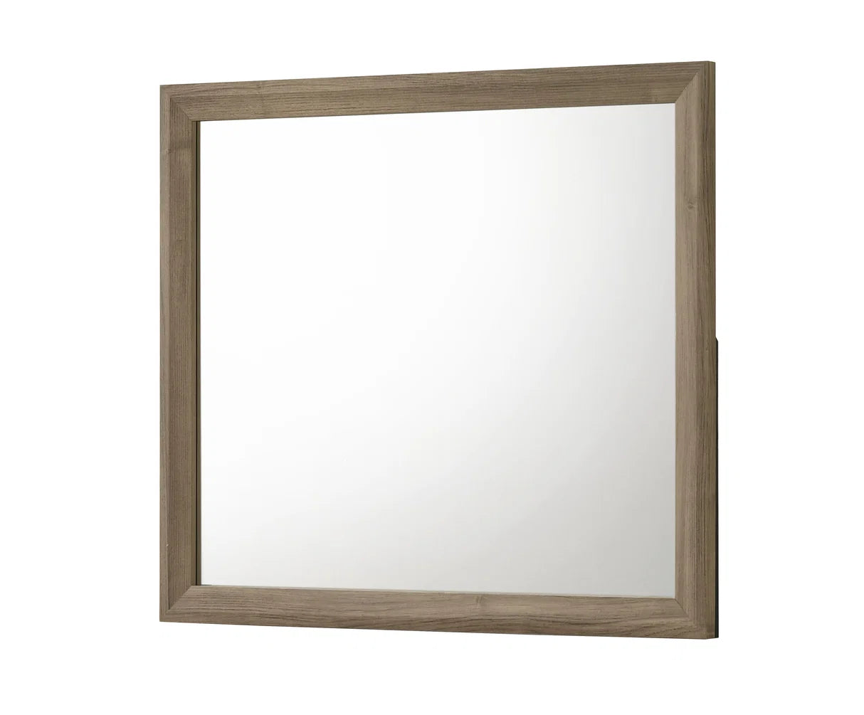 Valor Light Brown Wood-Framed Dresser Mirror