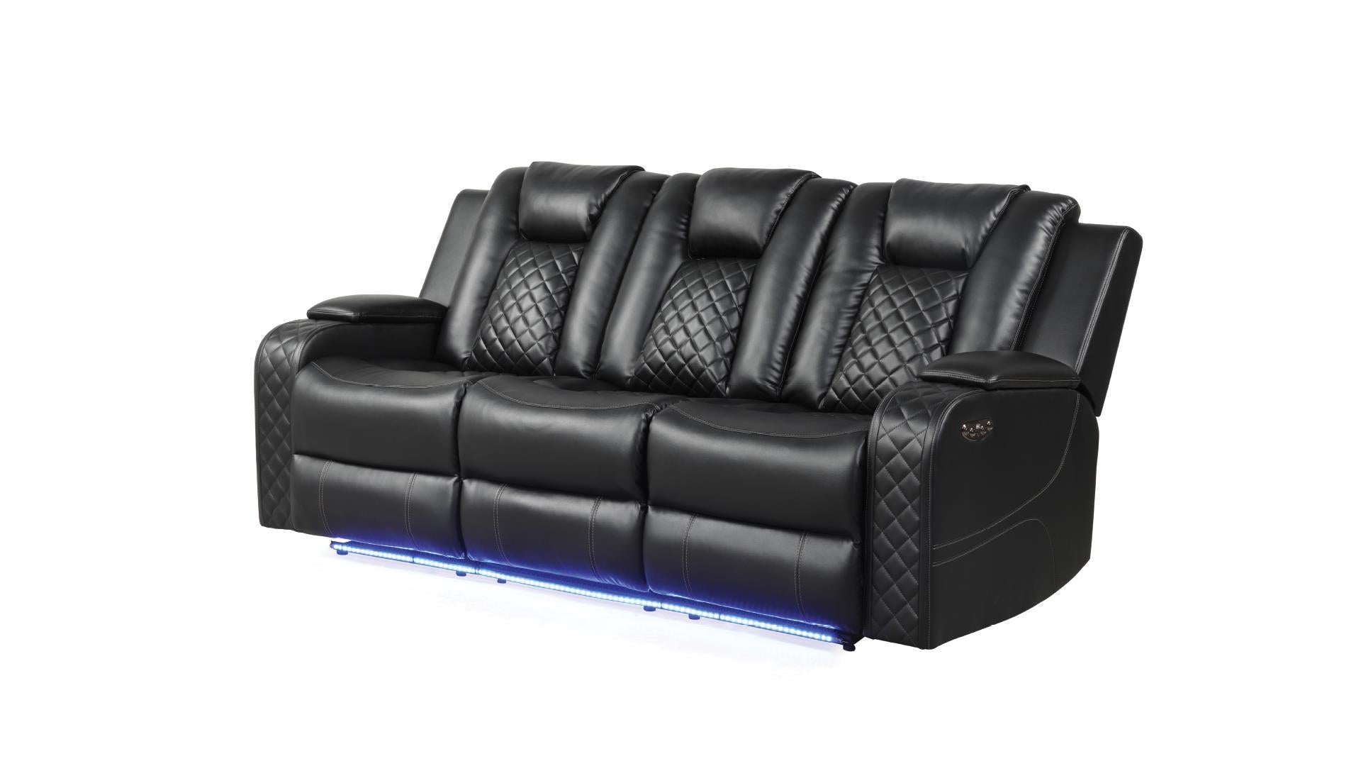 Benz Power Reclining Sofa Set with Bluetooth Speakers, Wireless Charging & LED Lighting