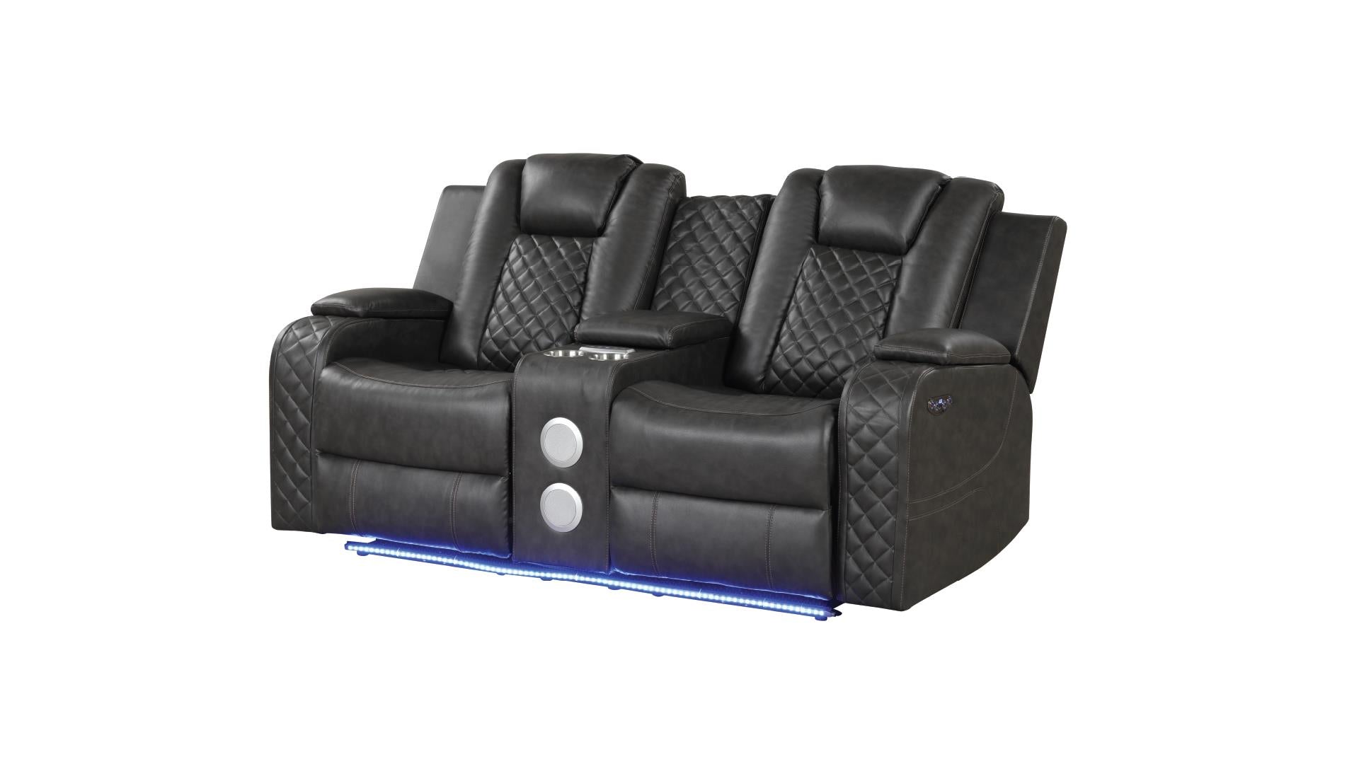 Benz Power Reclining Sofa Set with Bluetooth Speakers, Wireless Charging & LED Lighting