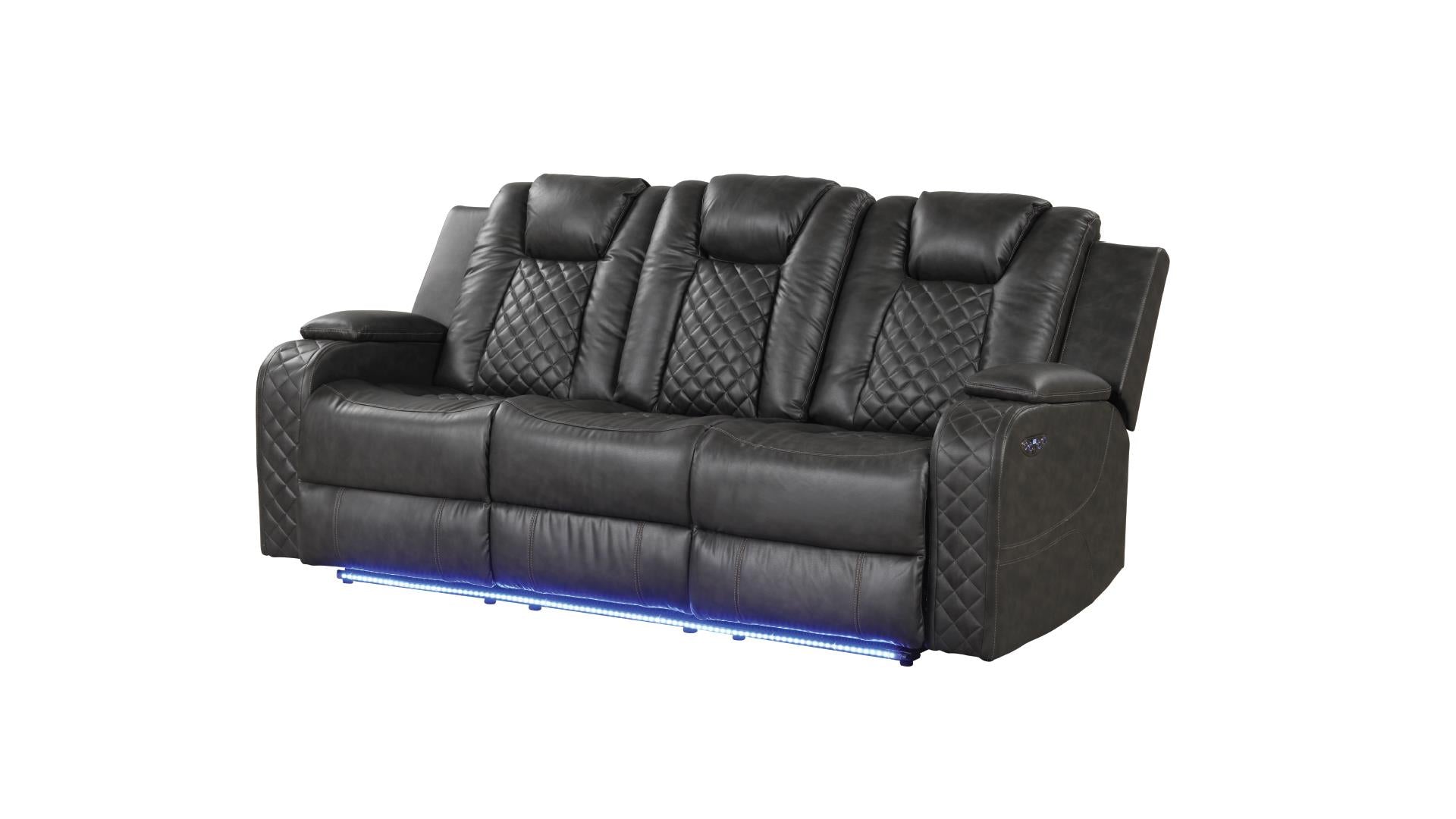Benz Power Reclining Sofa Set with Bluetooth Speakers, Wireless Charging & LED Lighting