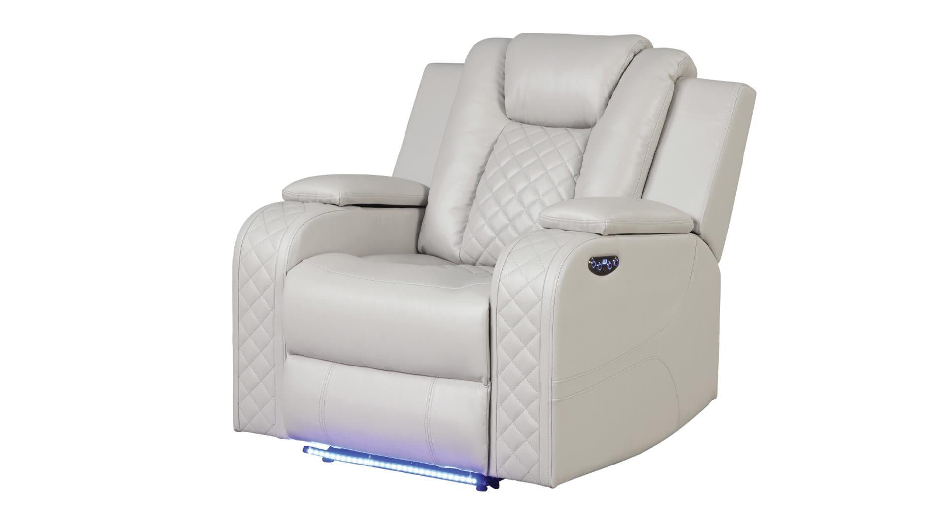 Benz Power Reclining Sofa Set with Bluetooth Speakers, Wireless Charging & LED Lighting
