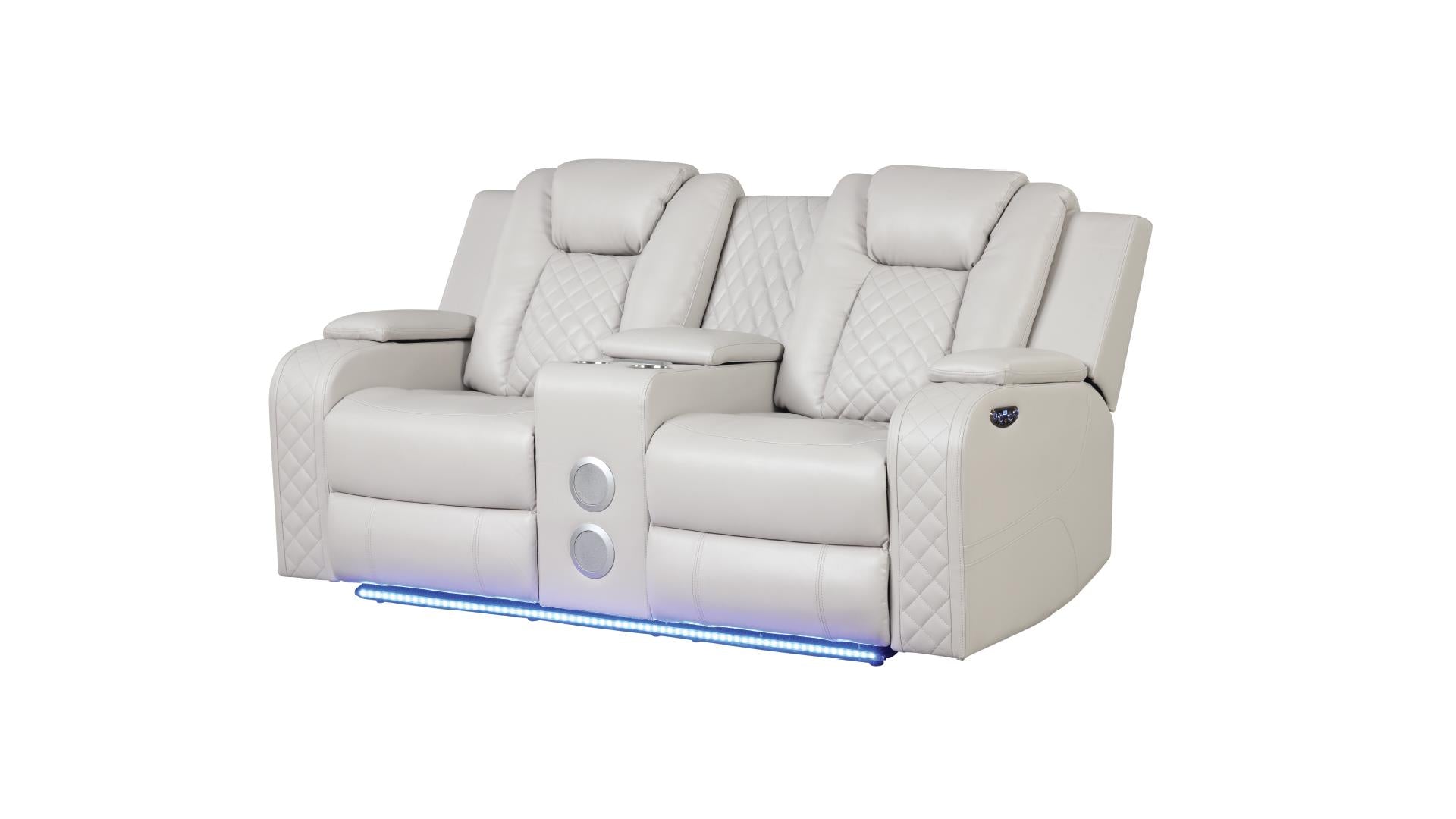 Benz Power Reclining Sofa Set with Bluetooth Speakers, Wireless Charging & LED Lighting