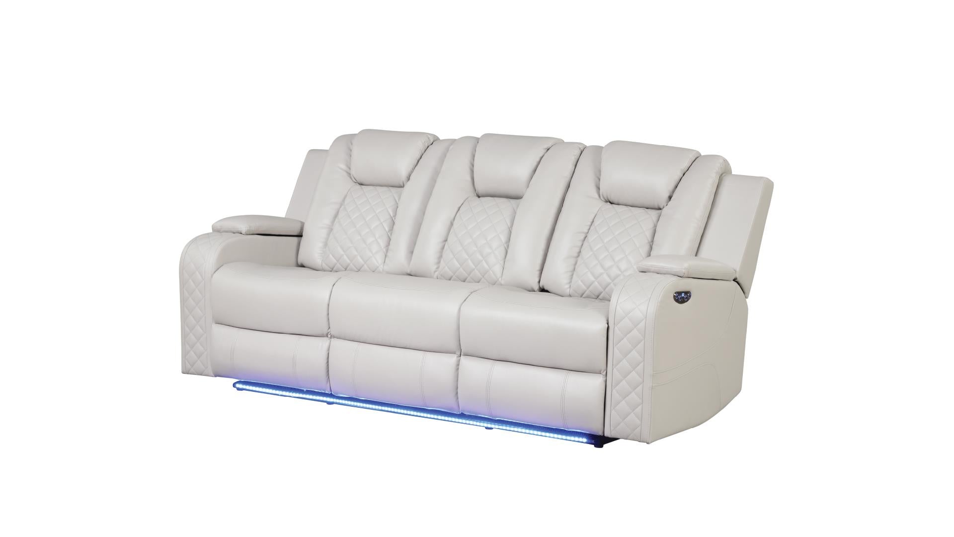 Benz Power Reclining Sofa Set with Bluetooth Speakers, Wireless Charging & LED Lighting
