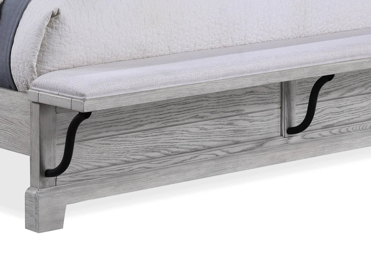 Beckett Weathered Gray Panel Bed with Metal Accents