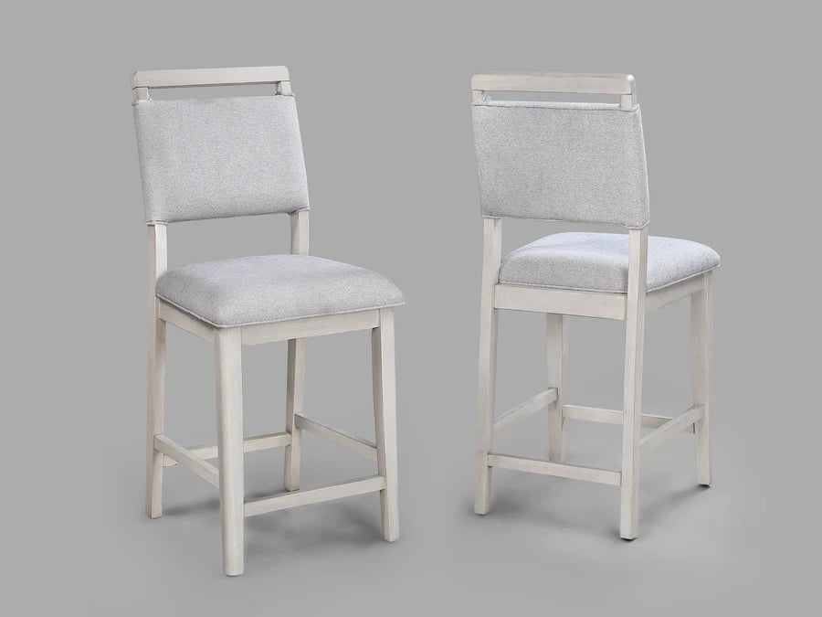 Blanche Counter Height Dining Set with Round Table & Upholstered Chairs | Rustic Modern Dining Style