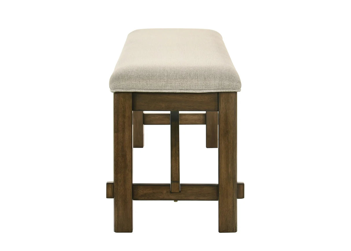 Broadmoor Wood-Tone Trestle Dining Set with Upholstered Chairs & Bench