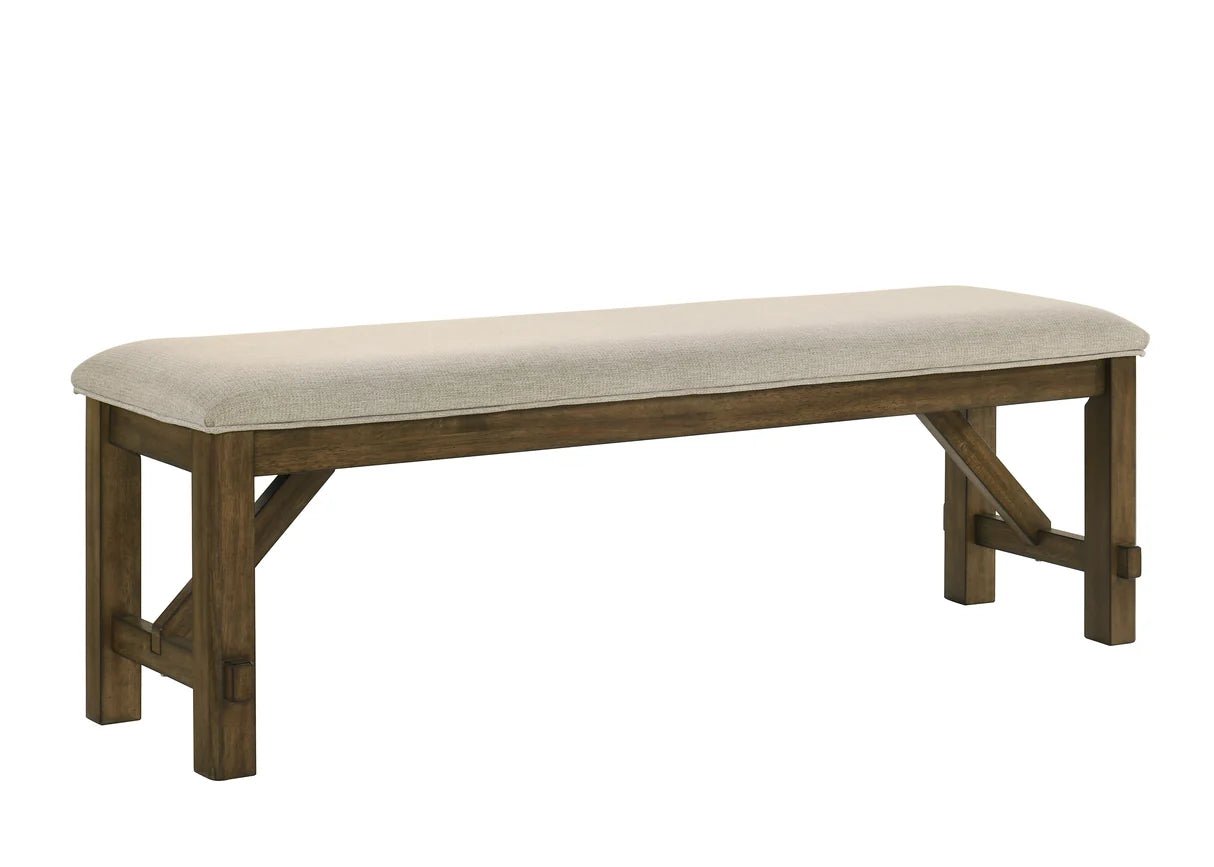 Broadmoor Wood-Tone Trestle Dining Set with Upholstered Chairs & Bench