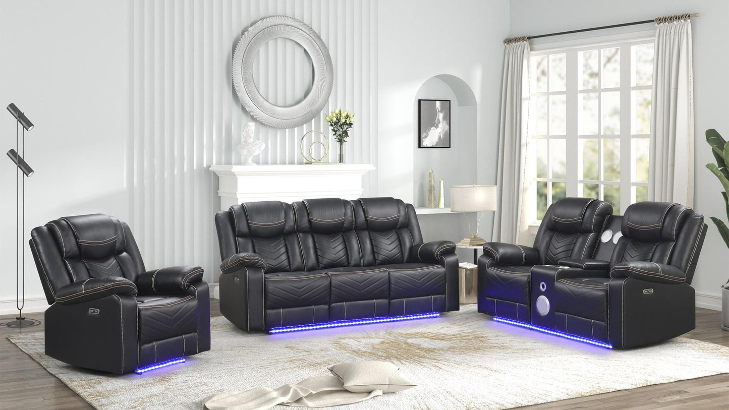 Challenge LED Power Reclining Sofa Set with Bluetooth & USB