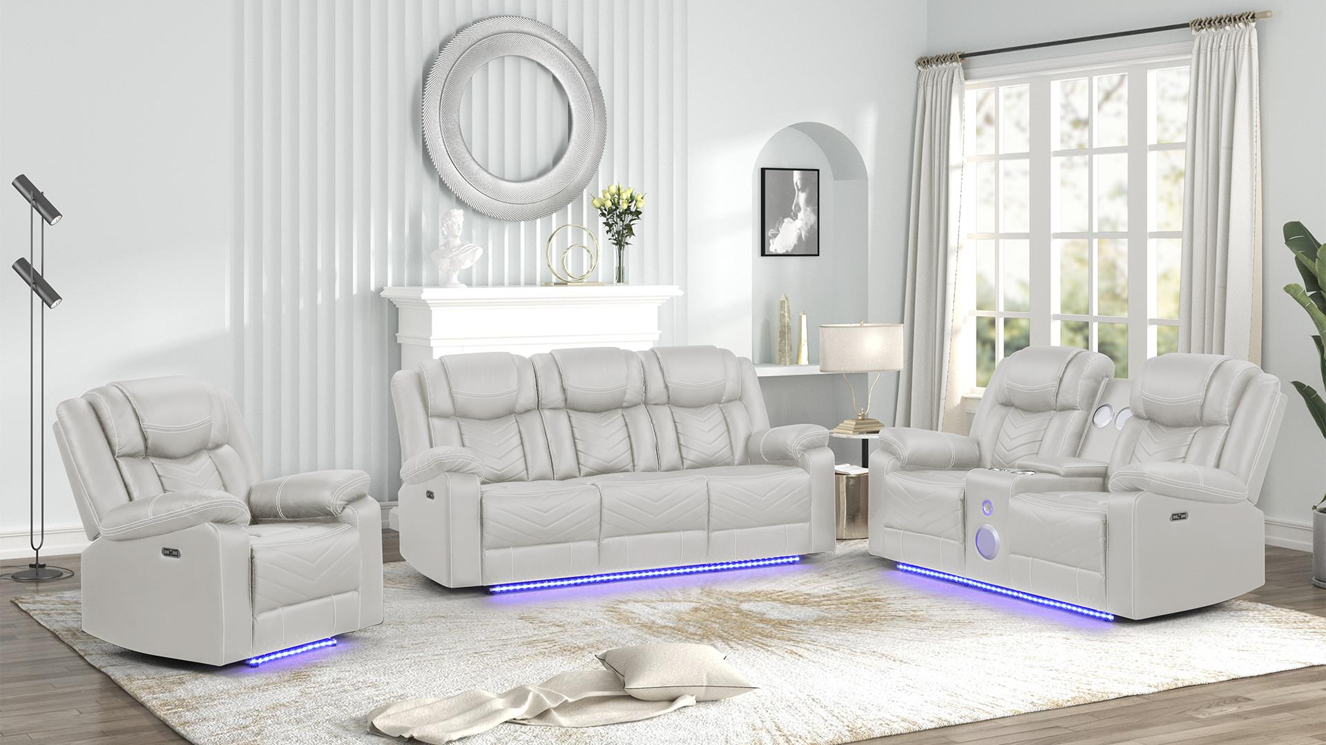 Challenge LED Power Reclining Sofa Set with Bluetooth & USB