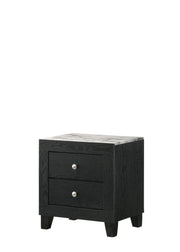 Cadence Black Wood Nightstand with Drawers
