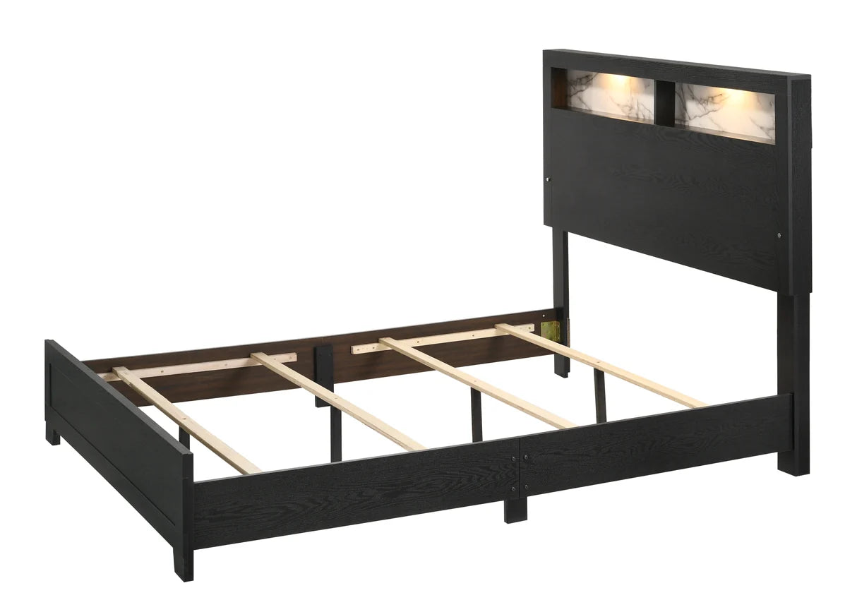 Cadence Bookcase Bed with LED Lighted Headboard