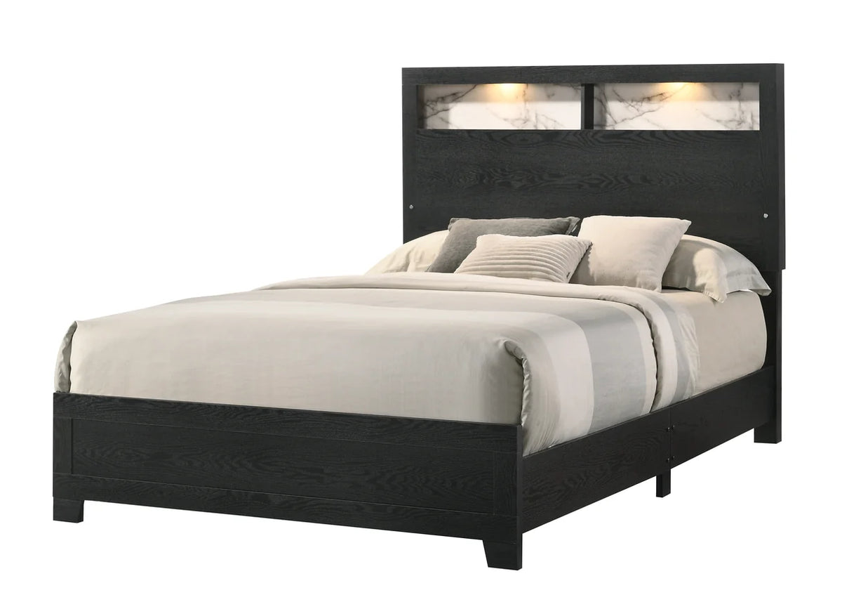 Cadence Bookcase Bed with LED Lighted Headboard