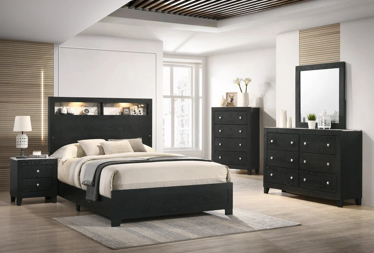 Cadence Bookcase Bed with LED Lighted Headboard