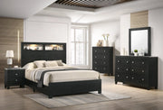 Cadence Dark Finish Bedroom Set with Lighted Headboard