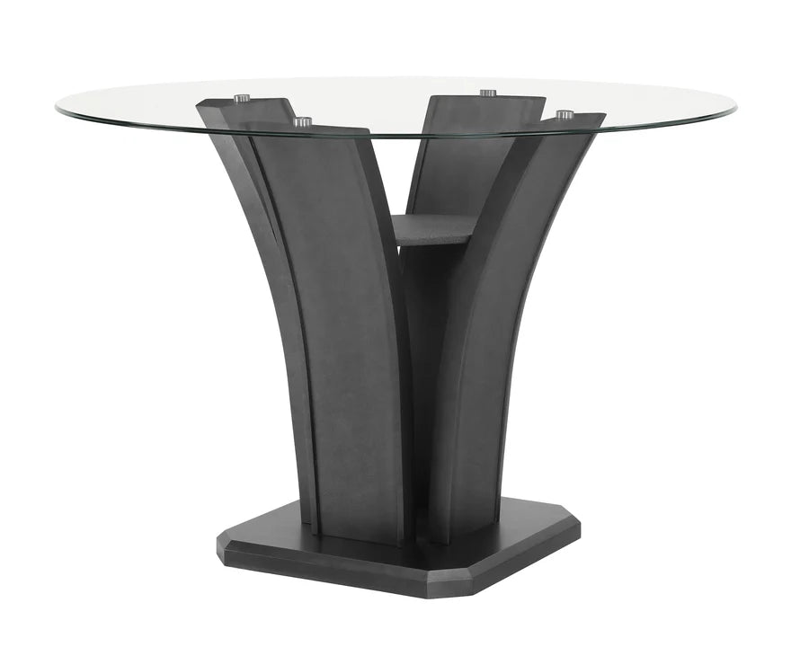 Camelia Counter Height Dining Set with Glass Tabletop & Upholstered Chairs | Modern Contemporary Dining