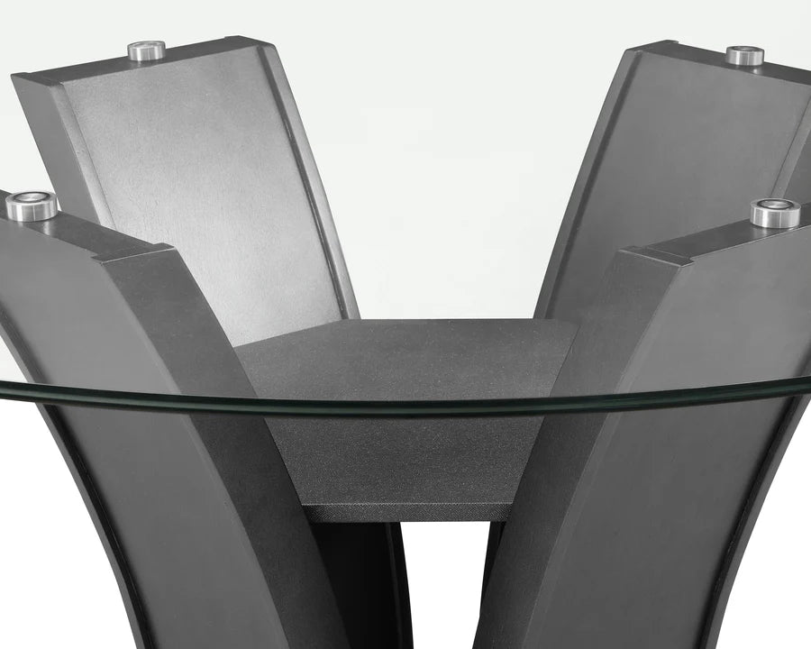 Camelia Counter Height Dining Set with Glass Tabletop & Upholstered Chairs | Modern Contemporary Dining