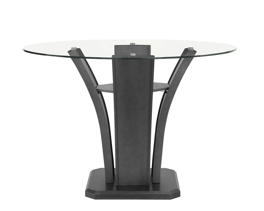 Camelia Counter Height Dining Set with Glass Tabletop & Upholstered Chairs | Modern Contemporary Dining