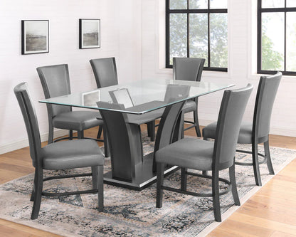 Camelia Dining Set with Glass Top, Upholstered Chairs & Bench | Modern Contemporary Dining Collection