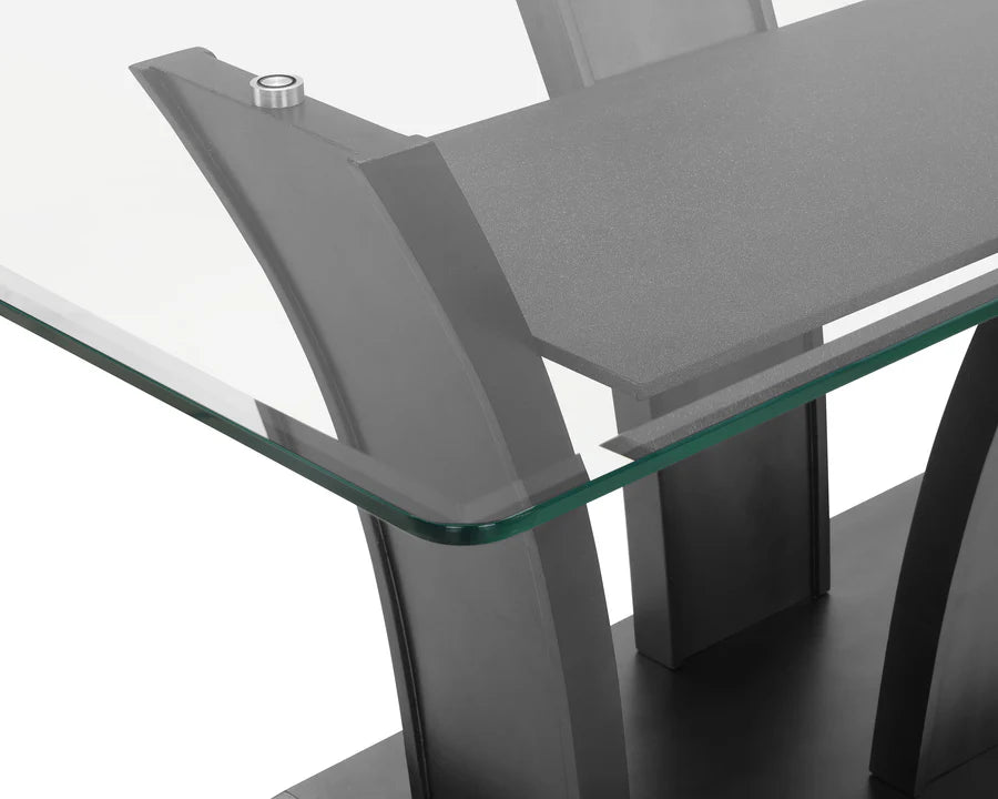 Camelia Dining Set with Glass Top, Upholstered Chairs & Bench | Modern Contemporary Dining Collection
