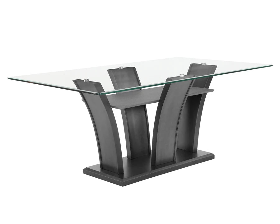 Camelia Dining Set with Glass Top, Upholstered Chairs & Bench | Modern Contemporary Dining Collection