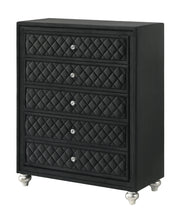 Cameo Black Tufted 5-Drawer Chest