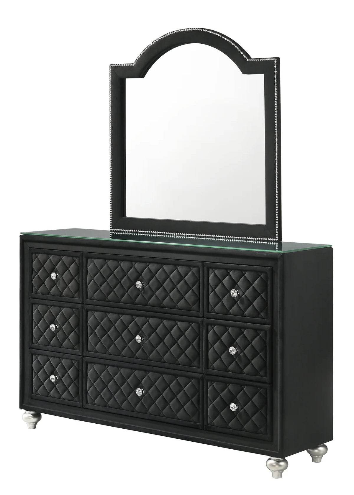 Cameo Tufted Upholstered Bedroom Set with Crystal-Style Accents