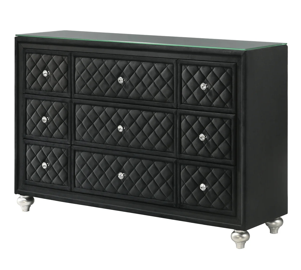 Cameo Tufted Upholstered Bedroom Set with Crystal-Style Accents