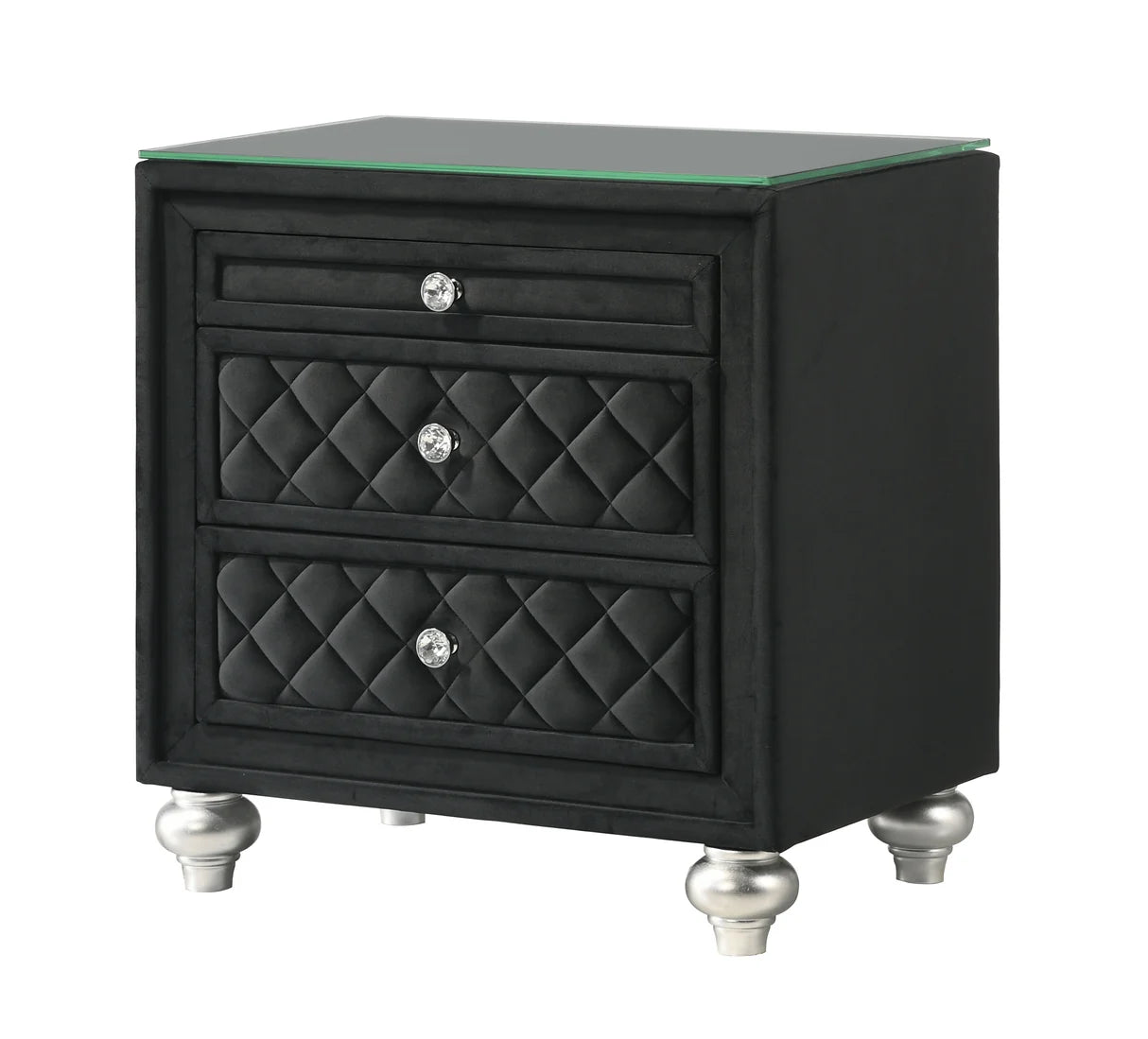 Cameo Tufted Upholstered Bedroom Set with Crystal-Style Accents