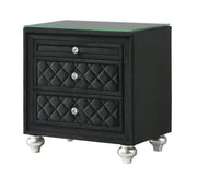 Cameo Black Tufted Nightstand with Crystal-Style Knobs