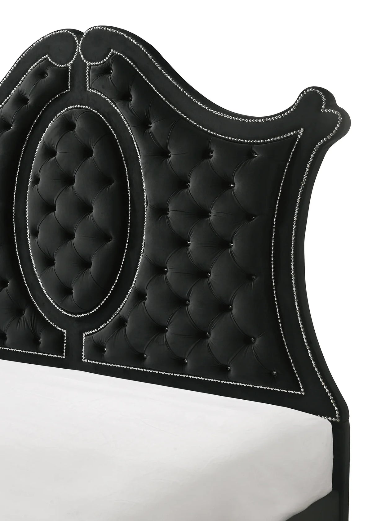 Cameo Upholstered Tufted Bed with Elegant Arched Headboard