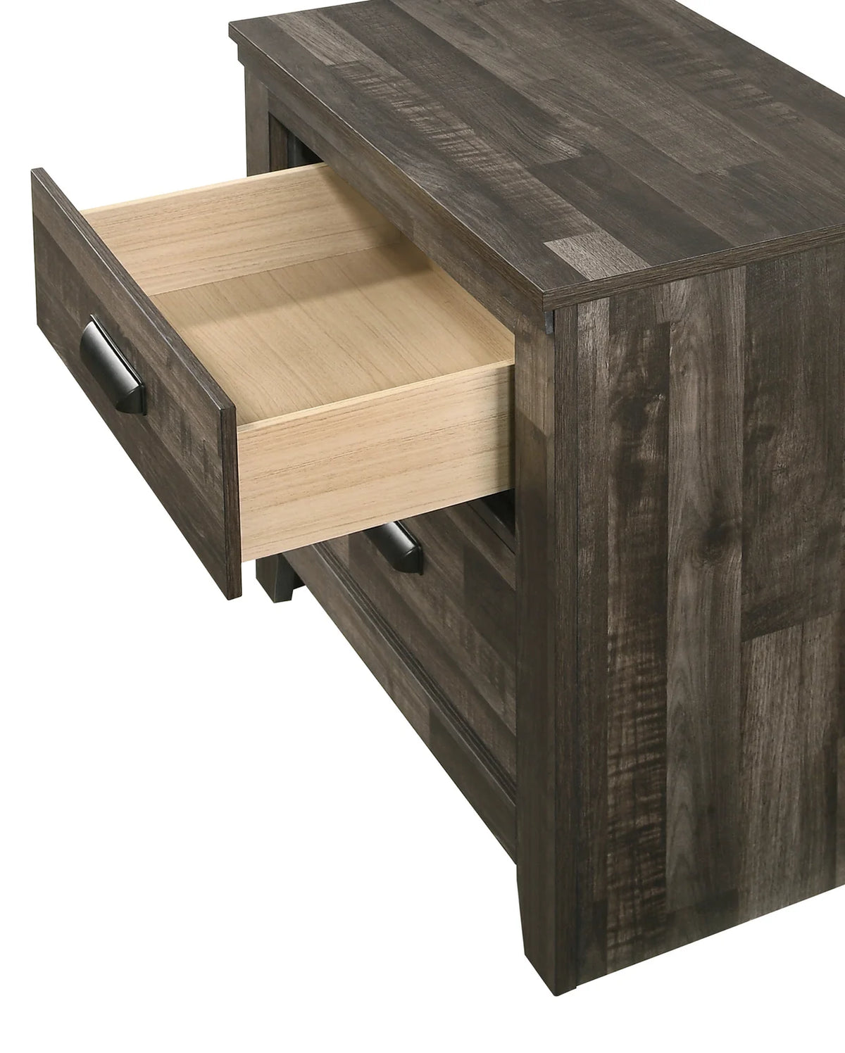 Carter Rustic Weathered Wood-Look Bedroom Set with LED Headboard Lights