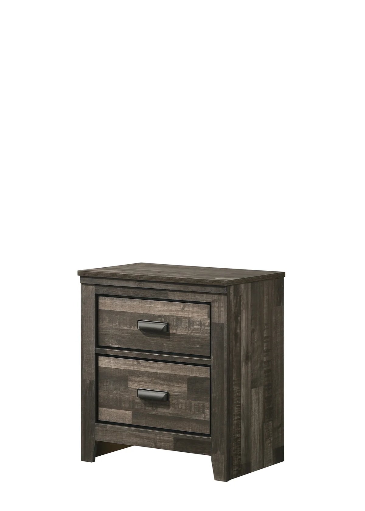 Carter Rustic Weathered Wood-Look Bedroom Set with LED Headboard Lights