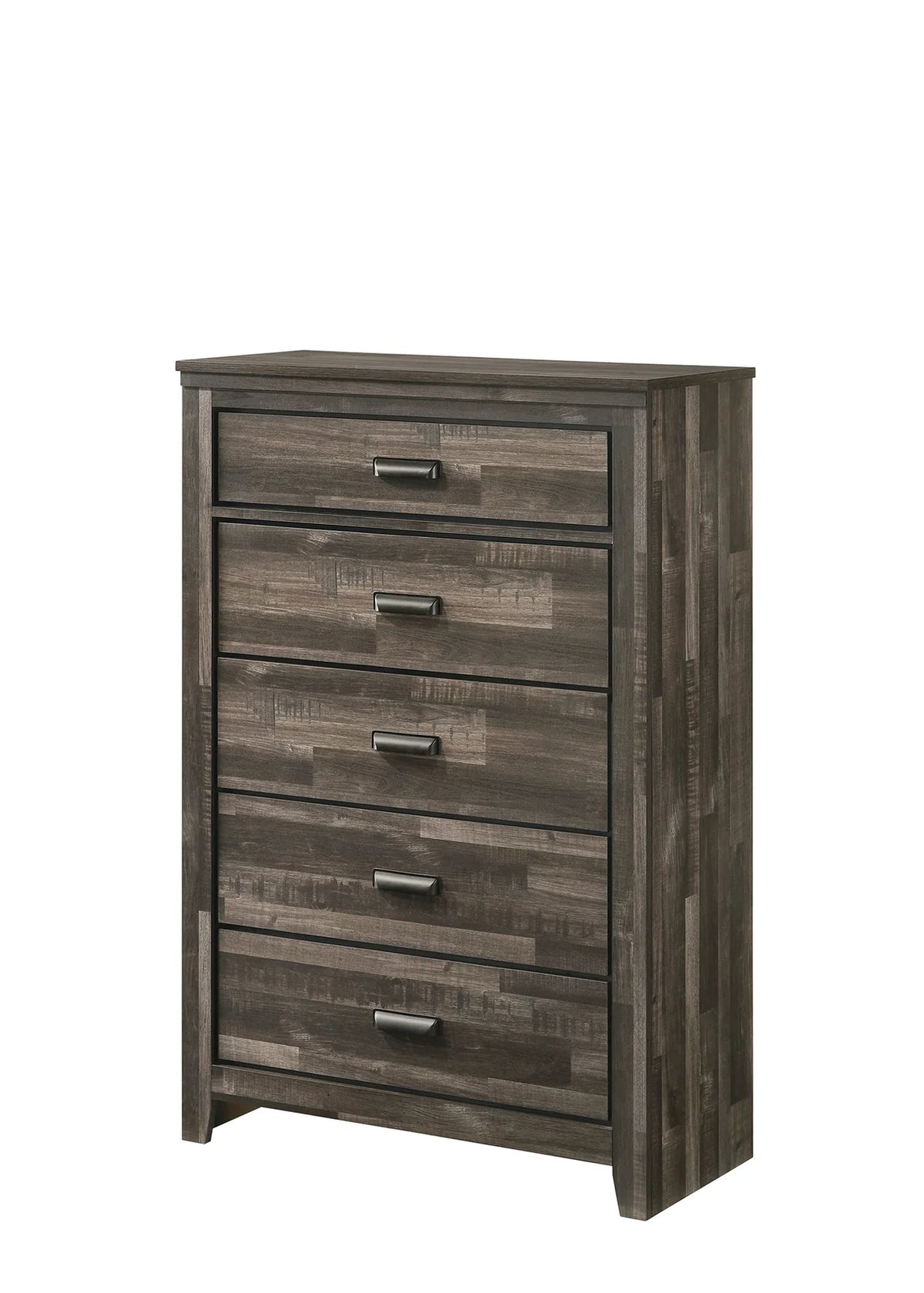 Carter Rustic Weathered Wood-Look Bedroom Set with LED Headboard Lights