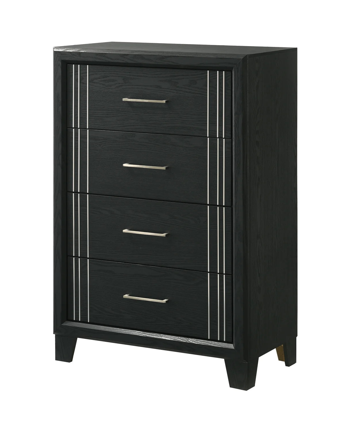 Charlie Black Panel Bedroom Set with Metallic Accents