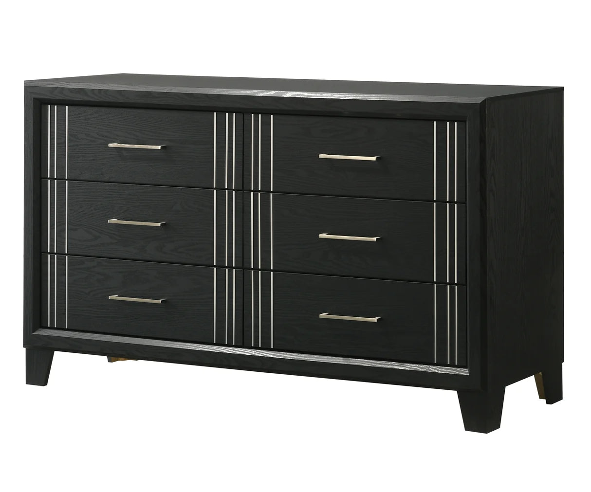 Charlie Black Panel Bedroom Set with Metallic Accents