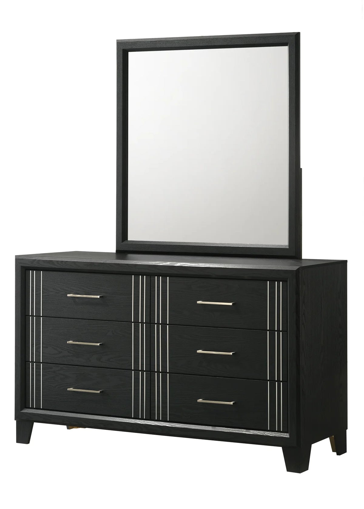 Charlie Black Panel Bedroom Set with Metallic Accents