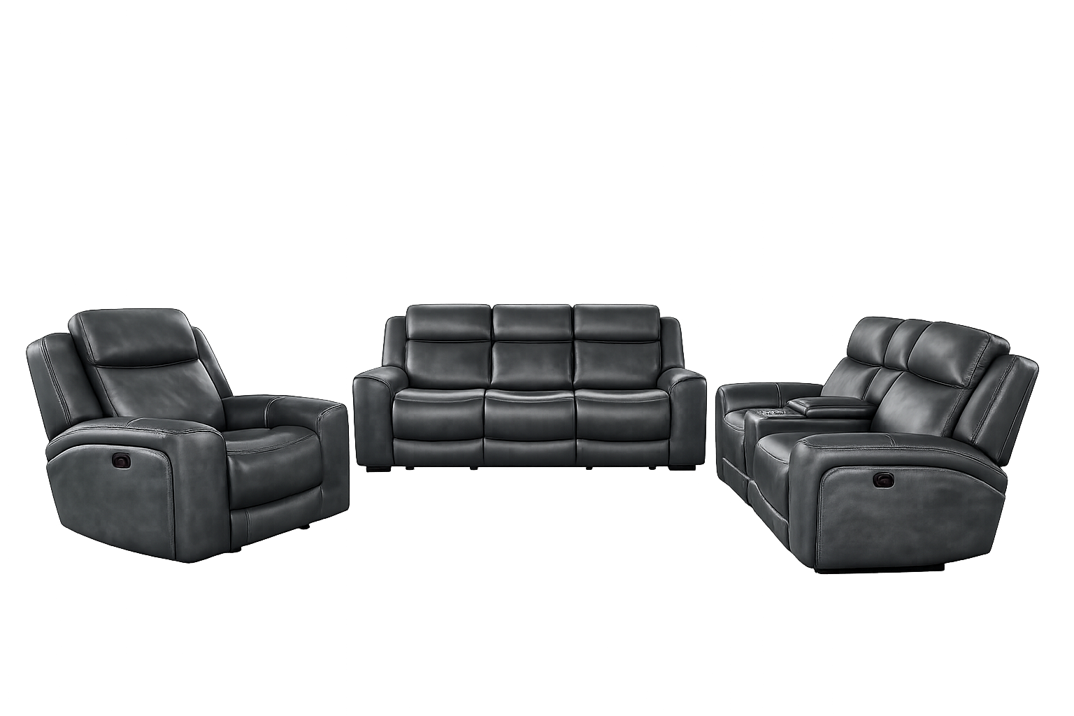 Montana Slate Reclining Sofa and Console Loveseat Set with Drop-Down Table