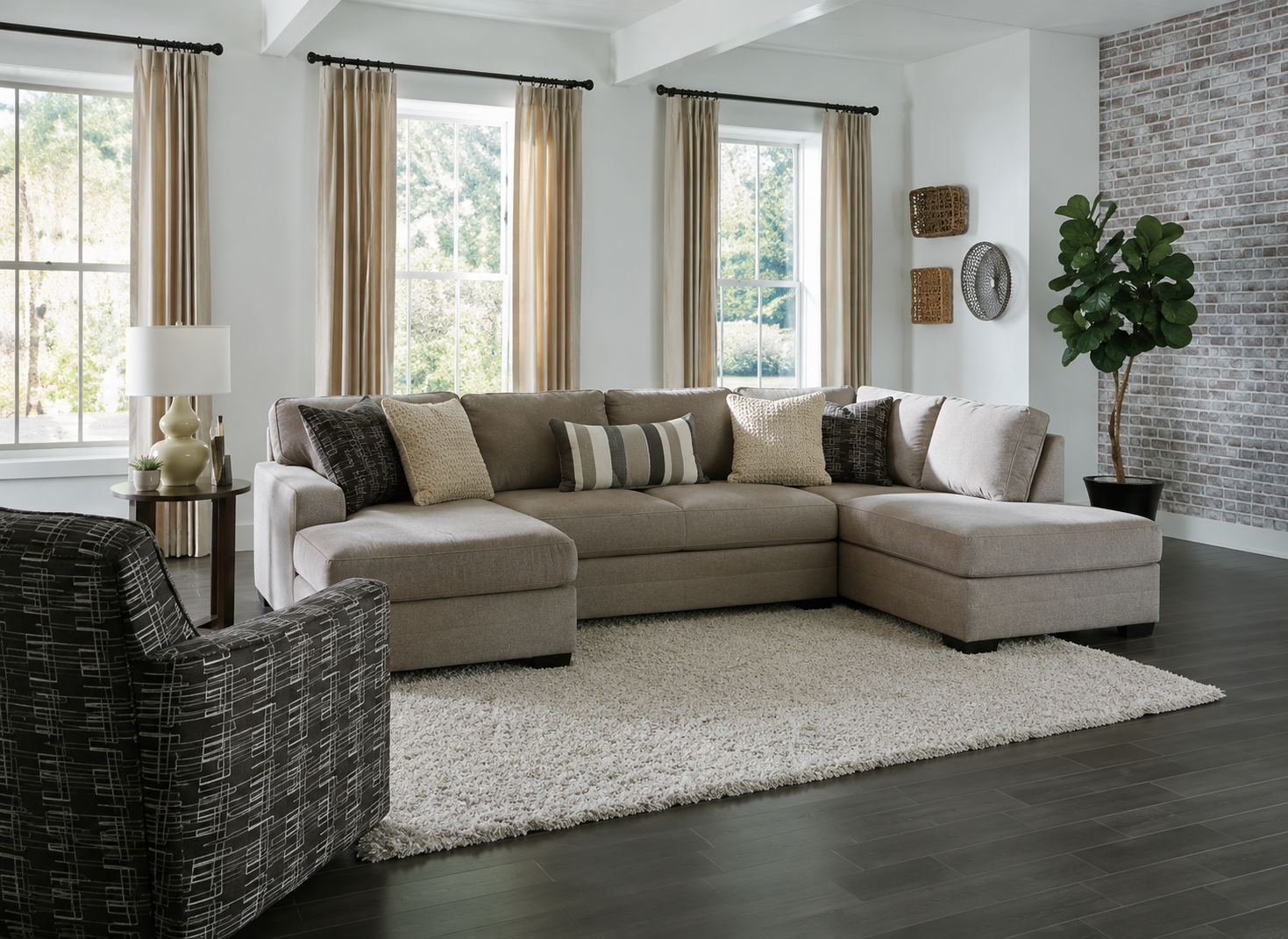 Bri Pewter Double Chaise Sectional – Contemporary Sectional