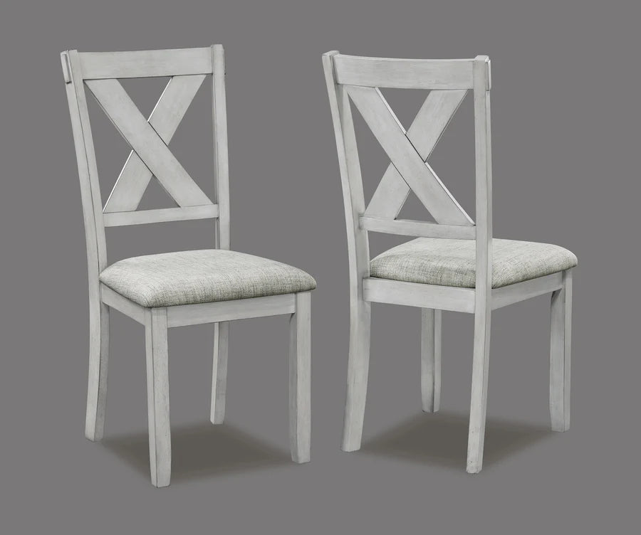 Clara Driftwood Dining Set with X-Back Chairs & Bench | Farmhouse Dining Collection