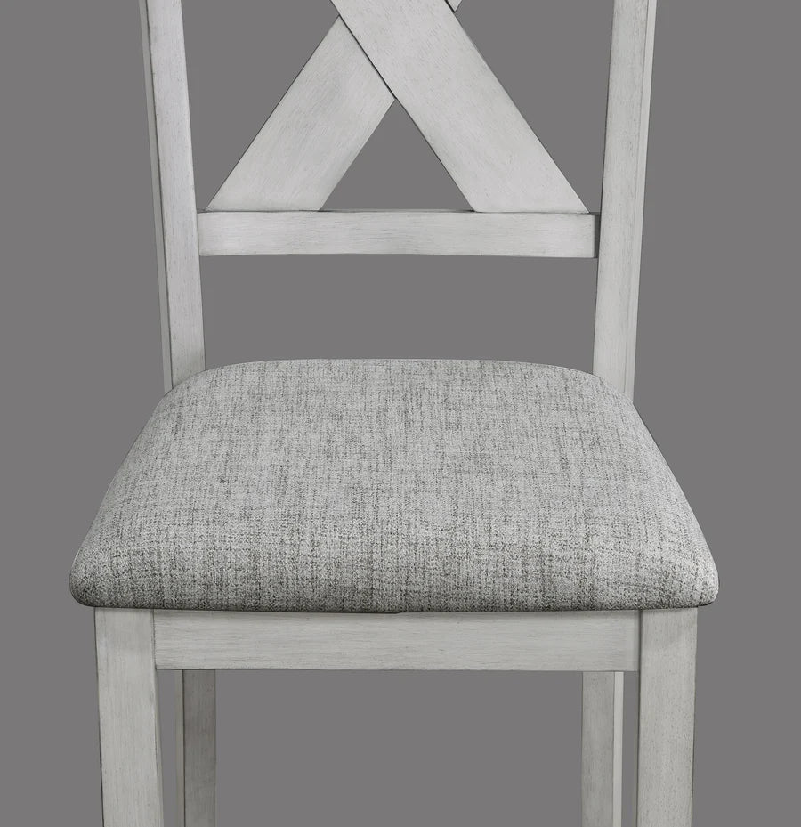 Clara Driftwood Dining Set with X-Back Chairs & Bench | Farmhouse Dining Collection