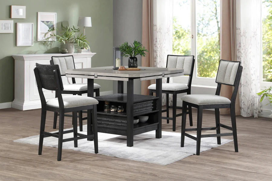 Cline Counter Height Dining Set with Turntable & Storage | Contemporary Round Dining Table Set