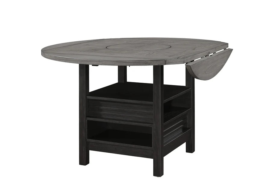 Cline Counter Height Dining Set with Turntable & Storage | Contemporary Round Dining Table Set