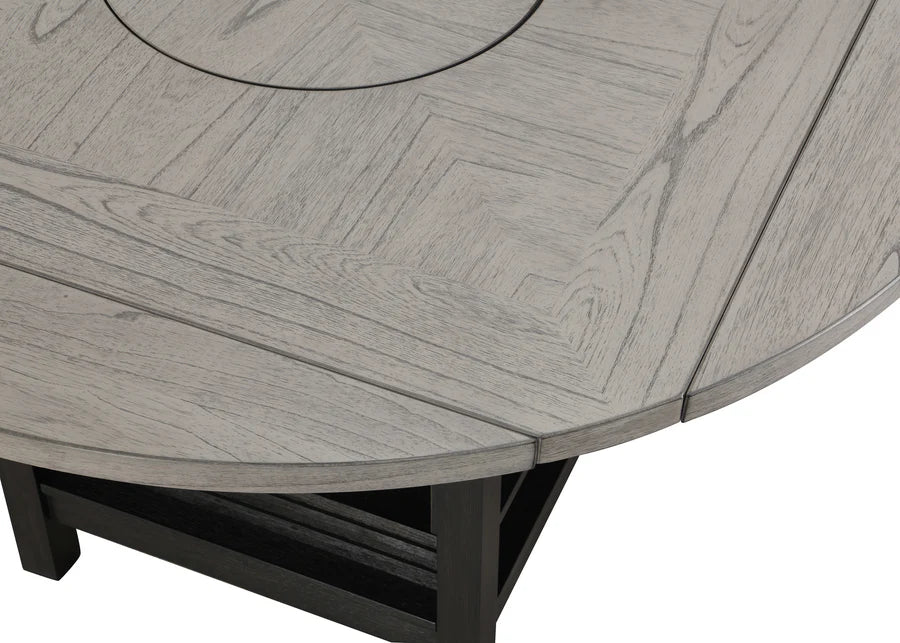 Cline Counter Height Dining Set with Turntable & Storage | Contemporary Round Dining Table Set