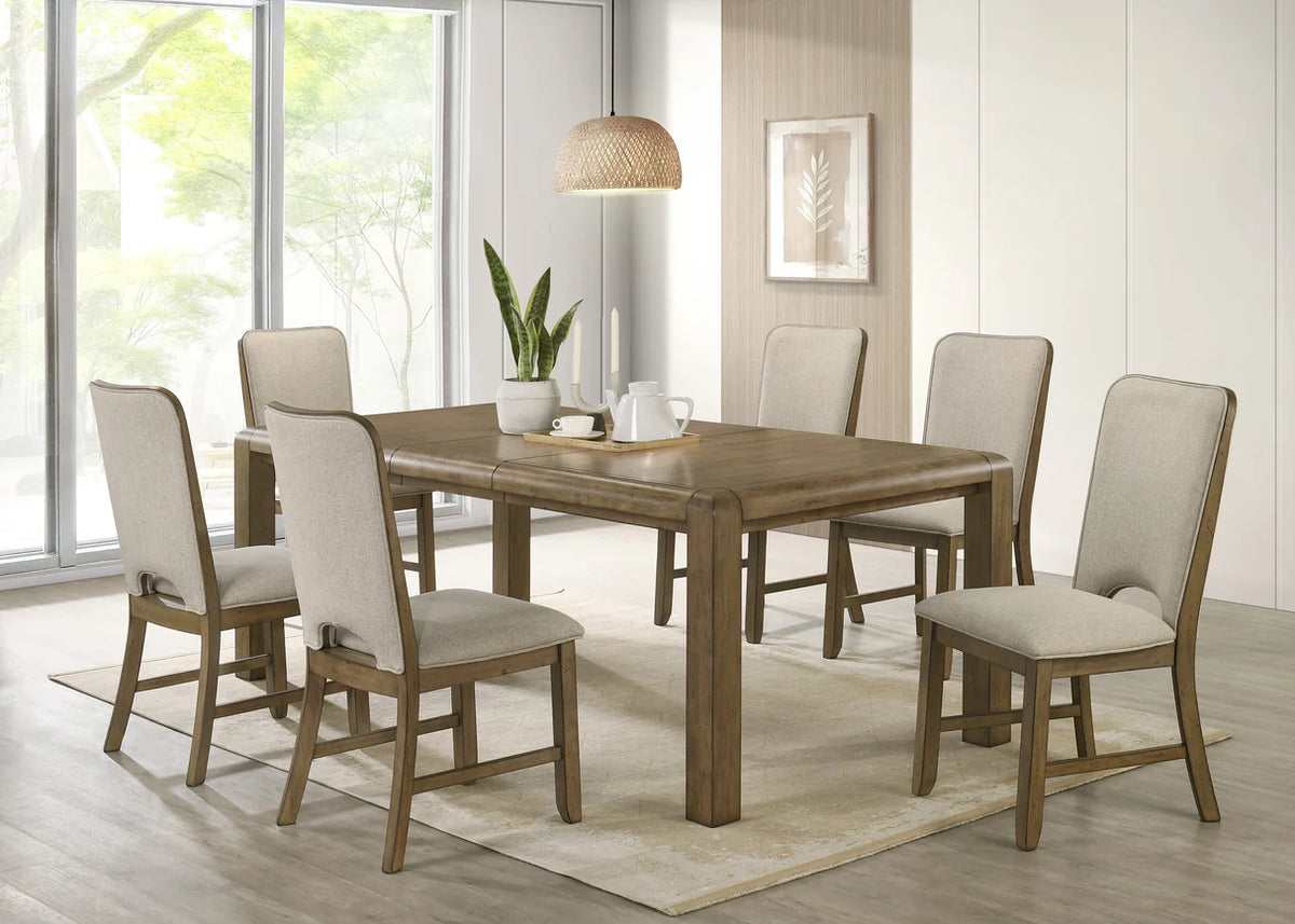 Cockrell Wood Dining Table Set with Upholstered Chairs & Bench
