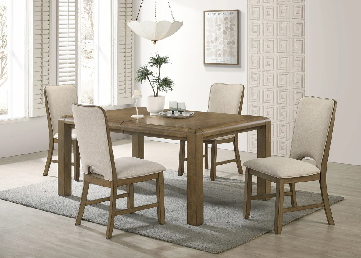 Cockrell Wood Dining Table Set with Upholstered Chairs & Bench