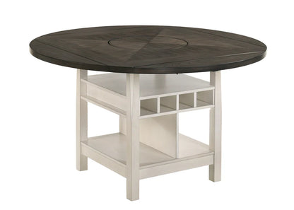 Conner Chalk Grey Counter Height Dining Set with Drop Leaves & Lazy Susan | Two-Tone Dining Collection