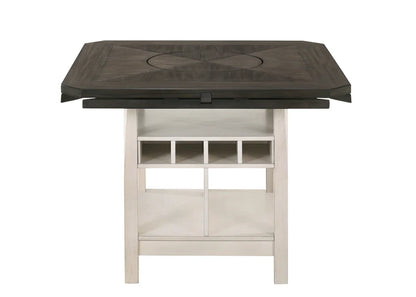 Conner Chalk Grey Counter Height Dining Set with Drop Leaves & Lazy Susan | Two-Tone Dining Collection