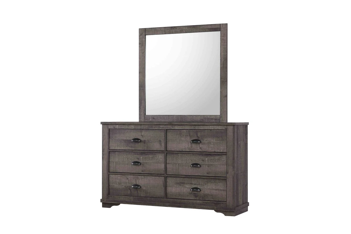 Coralee Grey Rustic Wood-Finish Dresser Mirror
